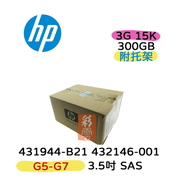 全新盒裝 HP 431944-B21 432146-001 300GB 3.5吋 SAS 15K G1-G7 伺服器硬碟