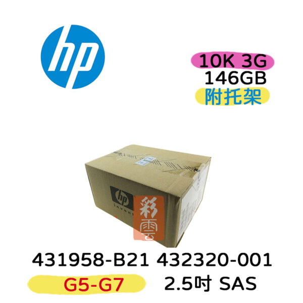 全新盒裝 HP 431958-B21 432320-001 146GB SAS 10K 2.5吋 G5-G7伺服器硬碟