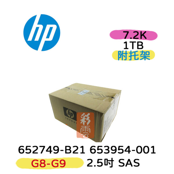 全新盒裝 HP 653954-001 652749-B21 1TB SAS 7.2K轉 2.5吋 G8/G9伺服器硬碟