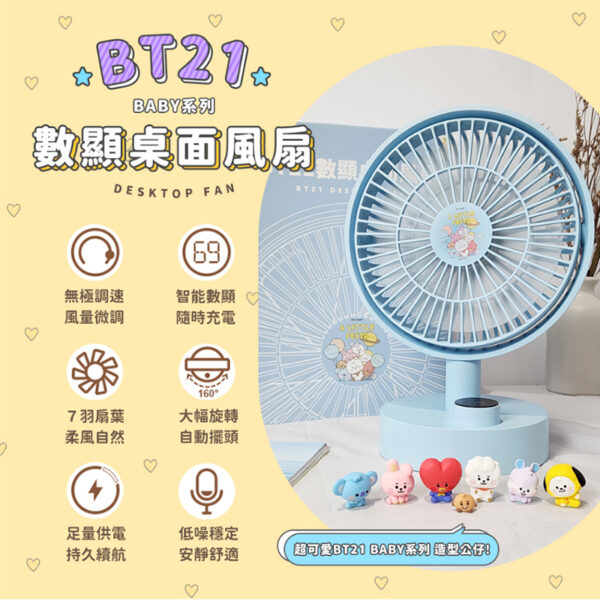 BT21桌面風扇 - 羽 數顯搖頭版 (贈公仔隨機1隻)