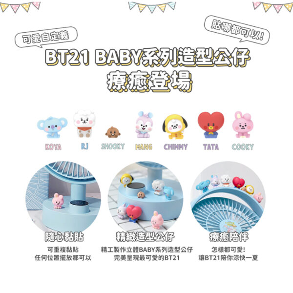 BT21桌面風扇 - 羽 數顯搖頭版 (贈公仔隨機1隻)：圖片 2