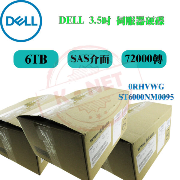 全新盒裝 DELL 伺服器用 6TB 7.2K轉 12G SAS 3.5吋 0RHVWG ST6000NM0095