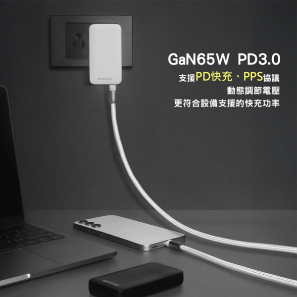 iBRIDGE GaN 65W 超薄型急速電源供應器 (IBC022) 雙色可選/兩種規格：圖片 4