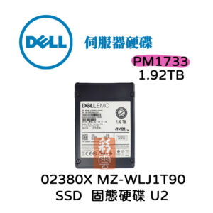 DELL SSD 固態 U2 伺服器用  1.92TB NVMe PM1733 MZ-WLJ1T90 02380X