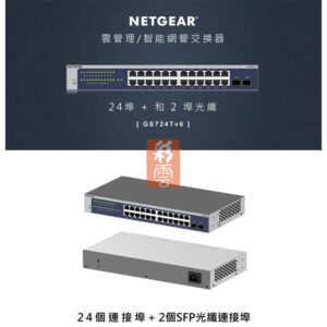 Netgear GS724T 24埠+2埠 光纖 Giga智能網管交換