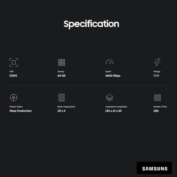 三星 64G DDR5 6400MHz 2R*4 記憶體 M321R8GA0PB2-CCP SAMSUNG：圖片 2
