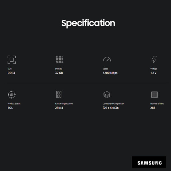 SAMSUNG 三星 32G DDR4 3200MHz 2R*4 記憶體 M393A4K40DB3-CWE：圖片 2