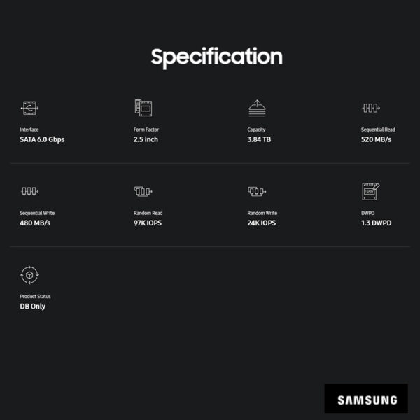 三星 SAMSUNG MZ7LM3T8HMLP 伺服器用 3.84TB SATA 2.5吋 PM863A SSD：圖片 2