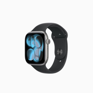 APPLE Watch S11 46mm太空灰鋁金屬黑色運動錶帶M/L (MEV44TA/A)